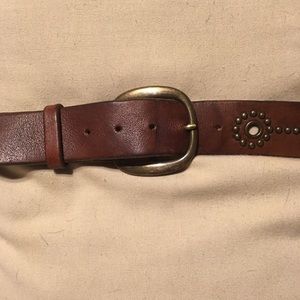 Brown Leather Embellished Holister Belt